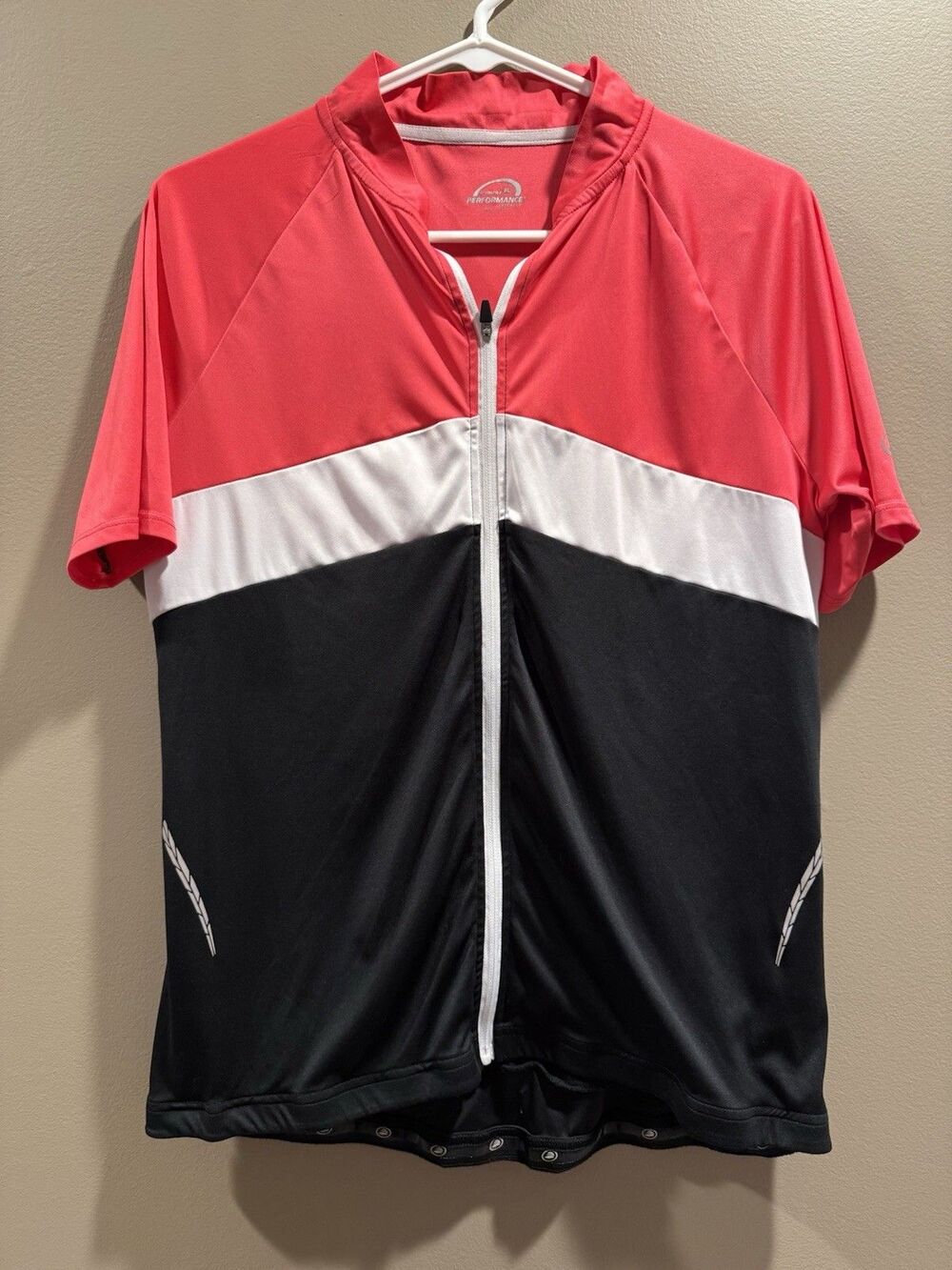Women’s Performance Bicycle Zip Up Cycling Jersey Size XL Pink White Black